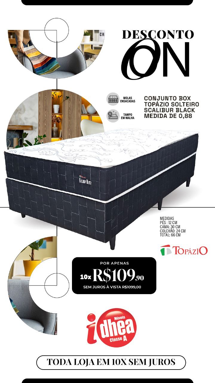 Conj. box Topázio Solteiro Scalibur Black
