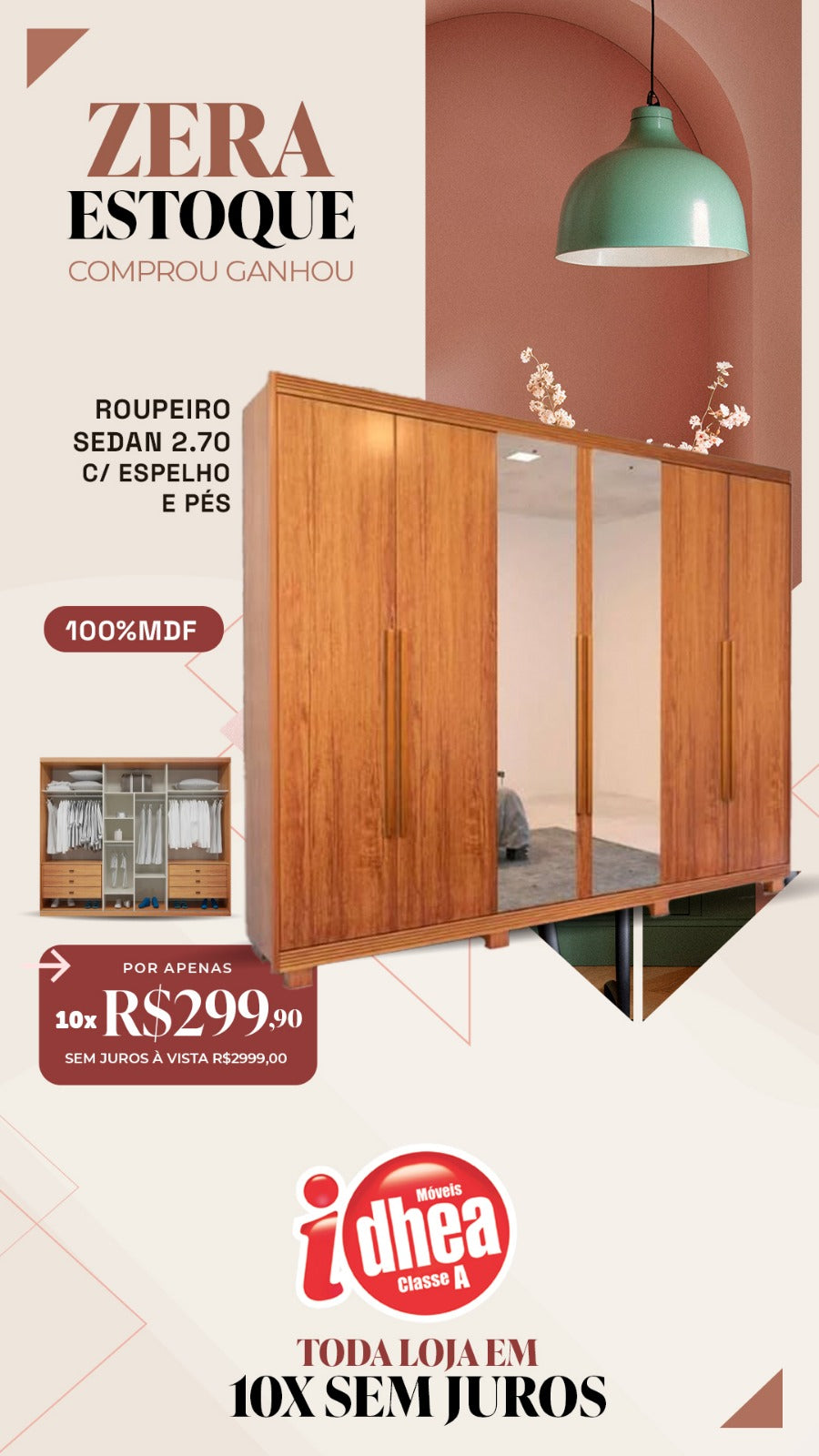 Roupeiro Sedan 2.70 C/ Espelho
