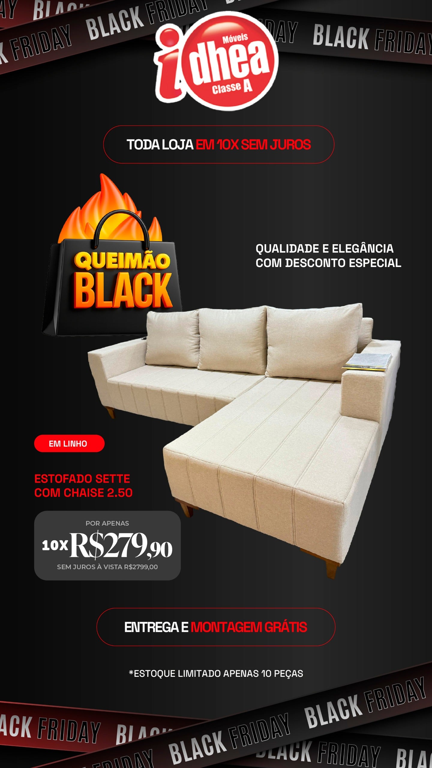 Estofado Sette com chaise