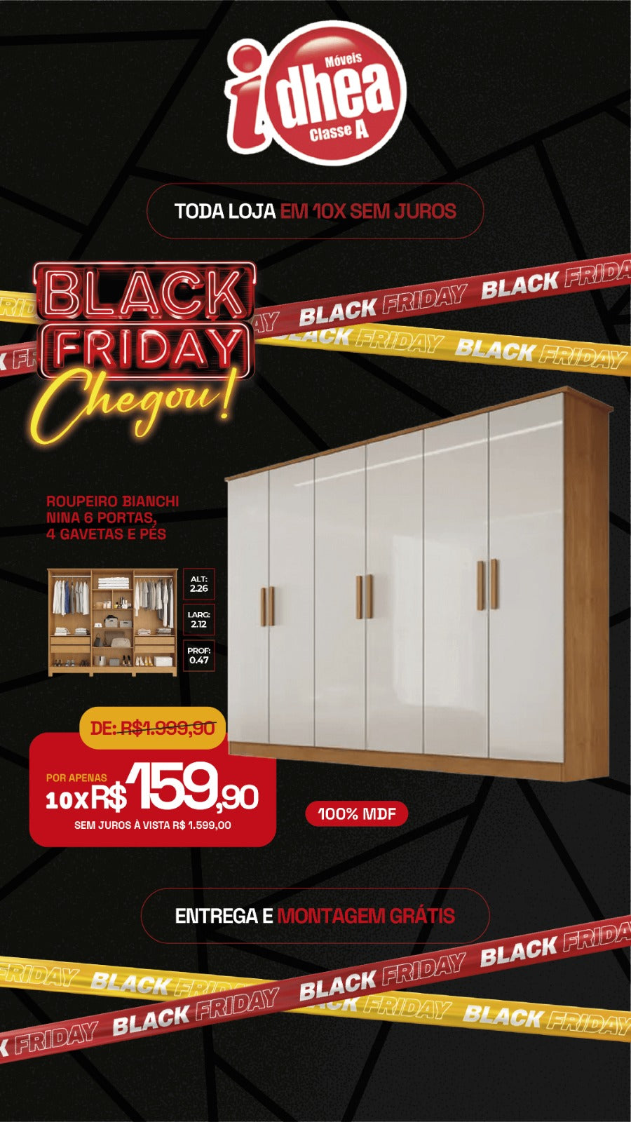 Roupeiro Bianchi Nina 6 Portas